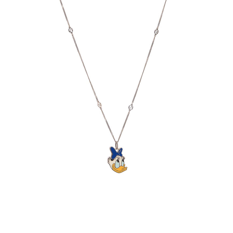 Gucci Sterling Silver Daisy Duck Pendant Necklace - Blue Spinach