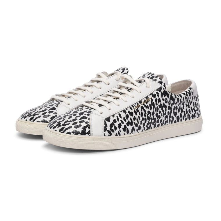 Saint Laurent White Leopard Perforated Leather SL10 Sneakers 47