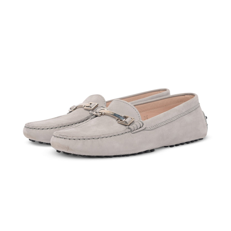 Tod's Grey Suede Gommini Moccasin Flats 34