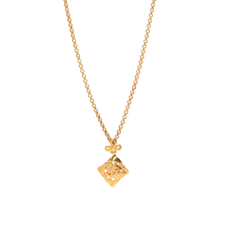 Chanel Vintage Gold Plated CC Pendant Necklace