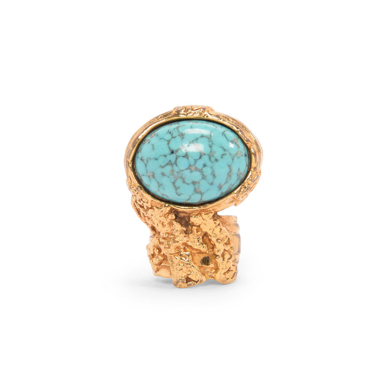 Saint Laurent Gold Turquoise Arty Ring