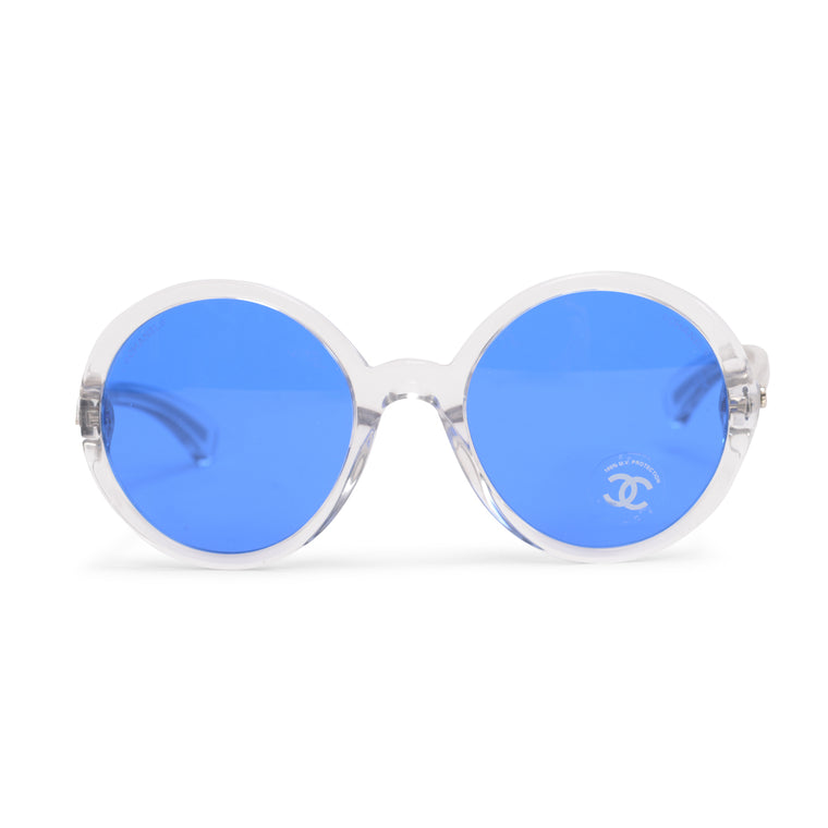 Chanel Blue Acetate Round Sunglasses