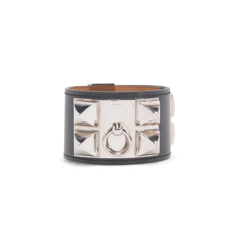 Hermes Black Box Calf Collier de Chien Bracelet