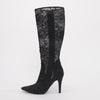 Valentino Black Lace Knee Length Boots 37 - Blue Spinach