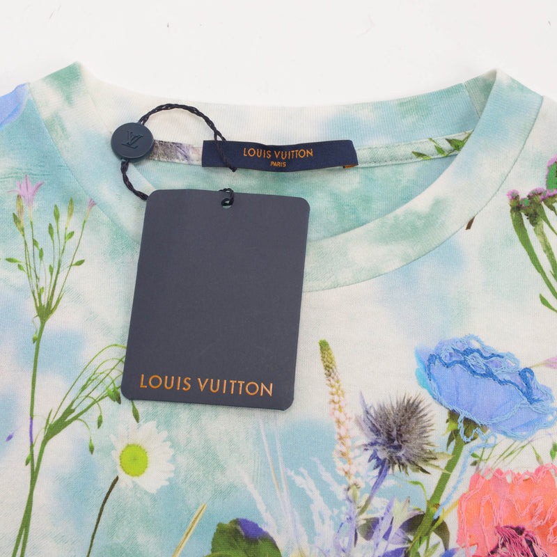 Louis Vuitton Multi Colour Embroidered Floral T-Shirt M - Blue Spinach