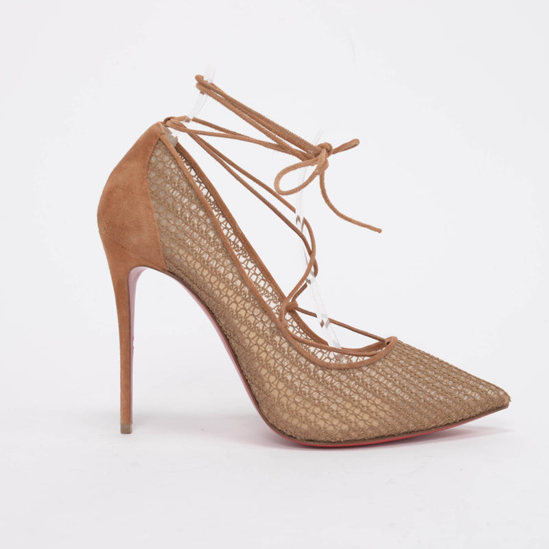 Christian Louboutin Biscotto Suede & Mesh Peropik 100 Pumps 40 - Blue Spinach