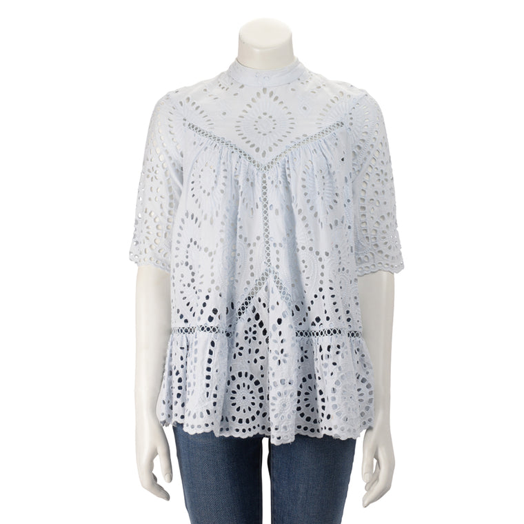 Zimmermann Ice Blue Broderie Anglaise S/S Top 0