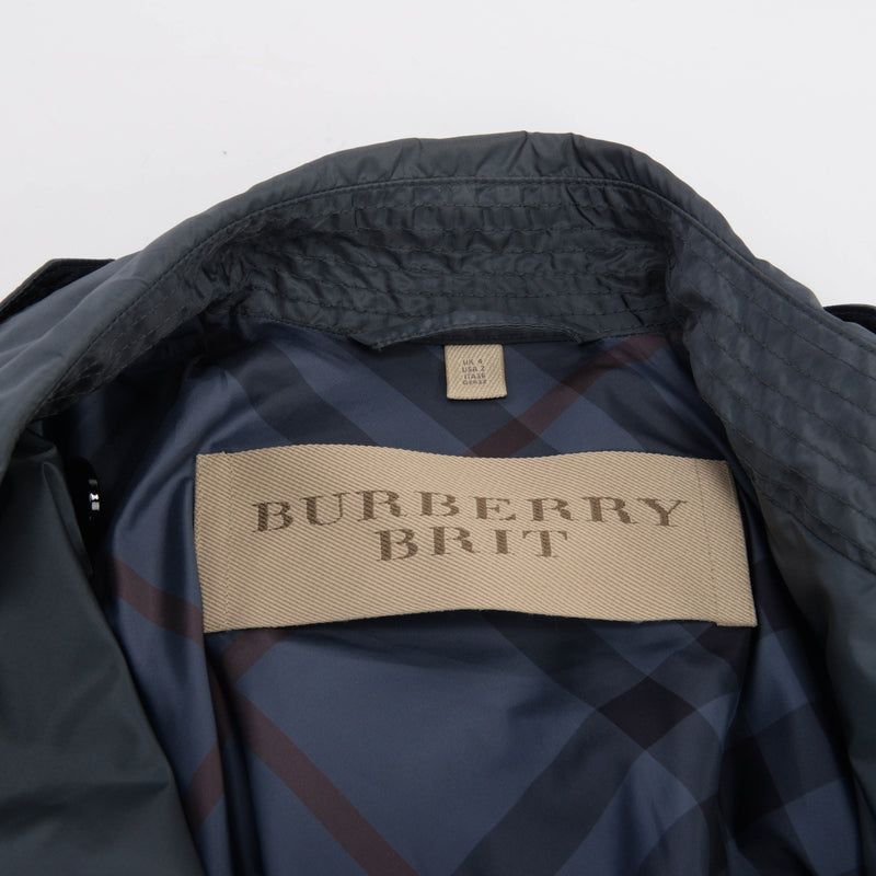 Burberry Brit Grey Nylon Short Coat UK 4 - Blue Spinach
