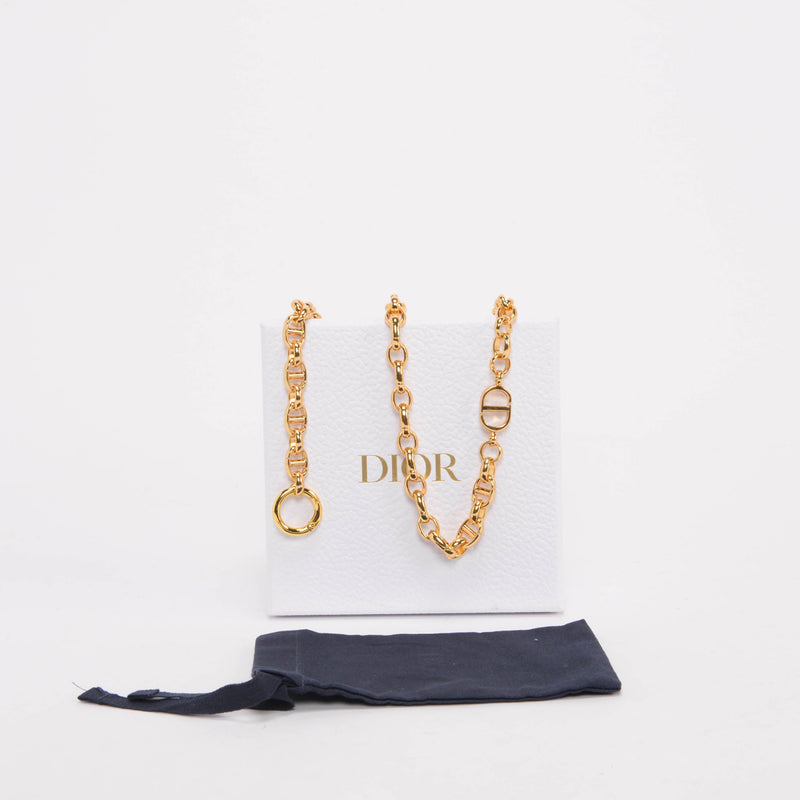 Dior Gold Caro Chain Belt - Blue Spinach