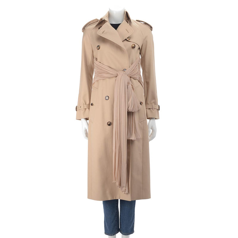 Burberry Honey Trench Coat with Draped Belt UK 4 - Blue Spinach