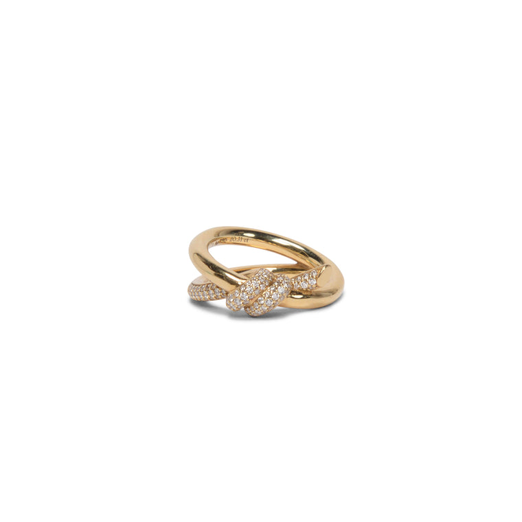 Tiffany & Co 18K Gold & Diamond Tiffany Knot Double Row Ring