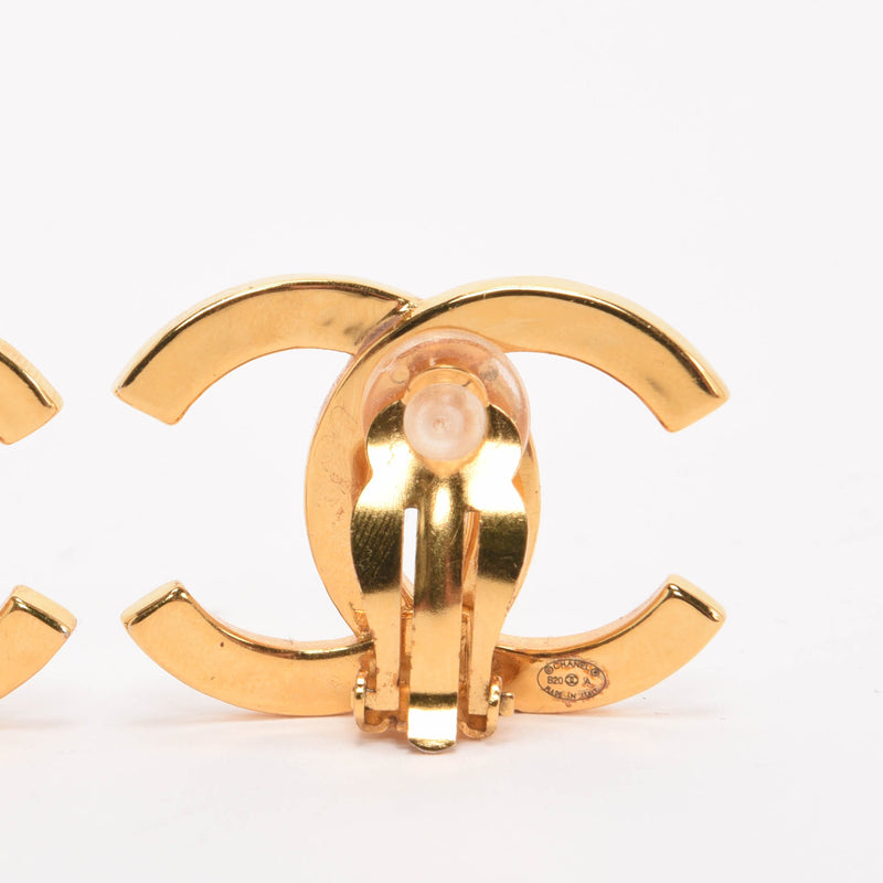 Chanel Gold Metal CC Paris Clip-On Earrings - Blue Spinach