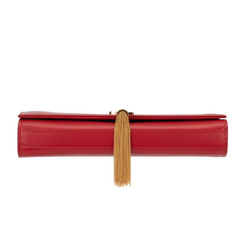 Yves Saint Laurent Kate Clutch Rouge Smooth Leather Gold Hardware - Blue Spinach