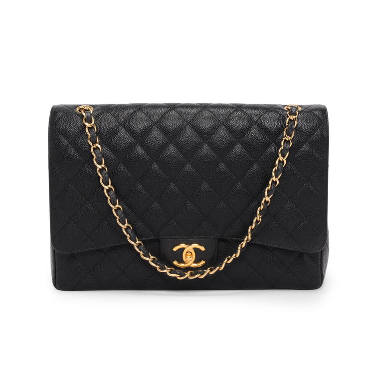 Chanel Black Quilted Caviar Maxi Classic Flap Bag