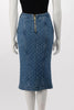 Balmain Blue Quilted Denim Pencil Skirt FR 36 - Blue Spinach