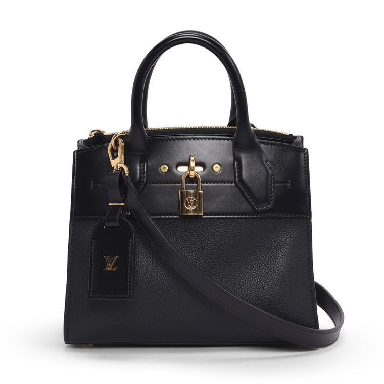 Louis Vuitton Black Calfskin Mini City Steamer Bag