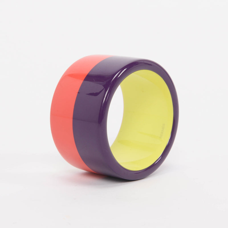 Hermes Coral & Purple Wood & Lacquer Colombo Bangle - Blue Spinach