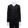 Chanel Navy & Black Quilted Silk Edge to Edge Cardigan FR 36 - Blue Spinach