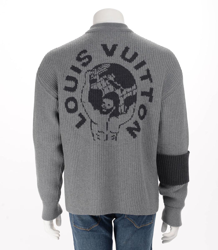 Louis Vuitton Charcoal Wool Earth Logo Sweater S - Blue Spinach