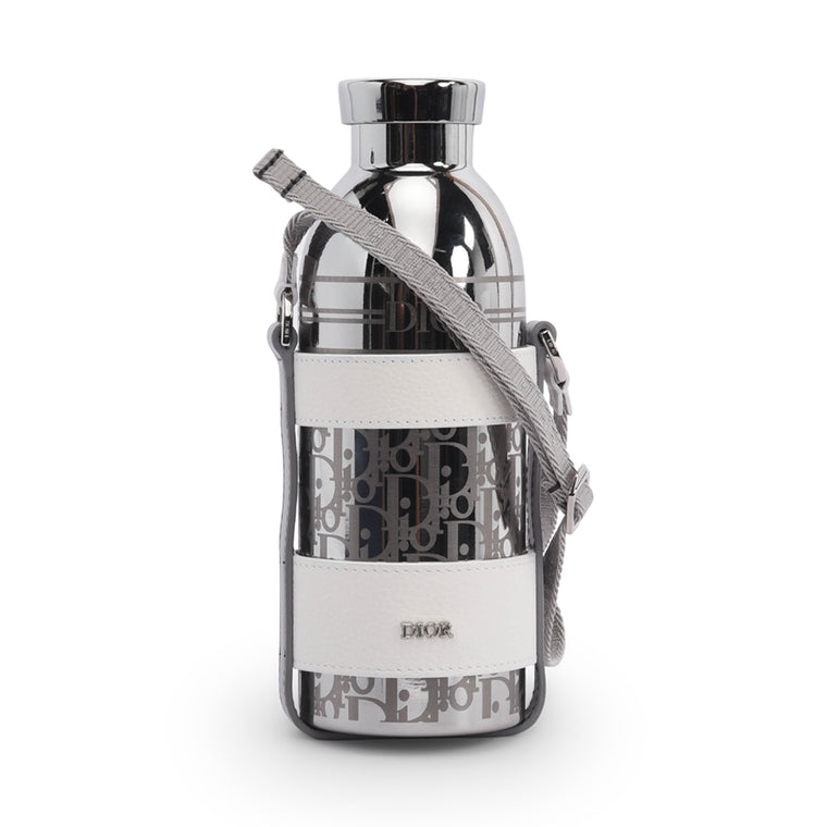 Dior Silver Oblique Water Bottle with Strap