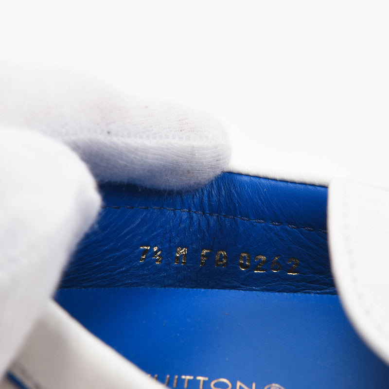 Louis Vuitton White Damier Infini Hockenheim Loafers UK 7.5 - Blue Spinach