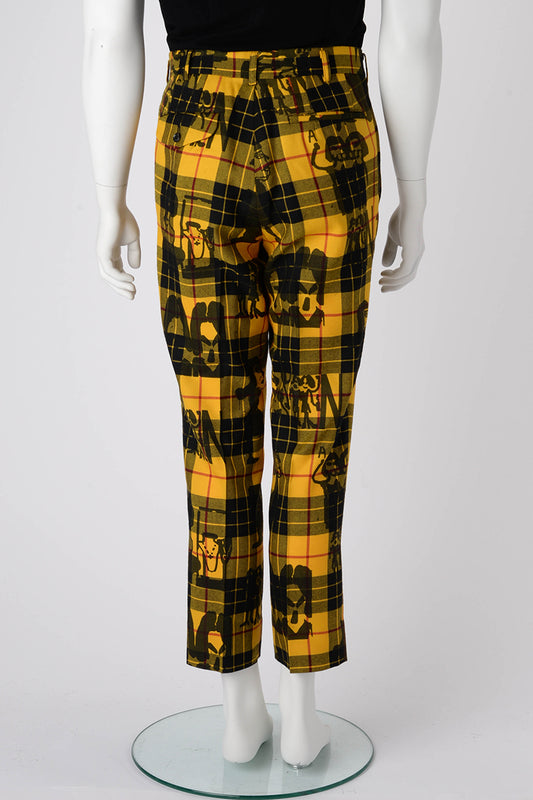 Comme Des Garcons Yellow Tartan Layered Print Trousers S - Blue Spinach