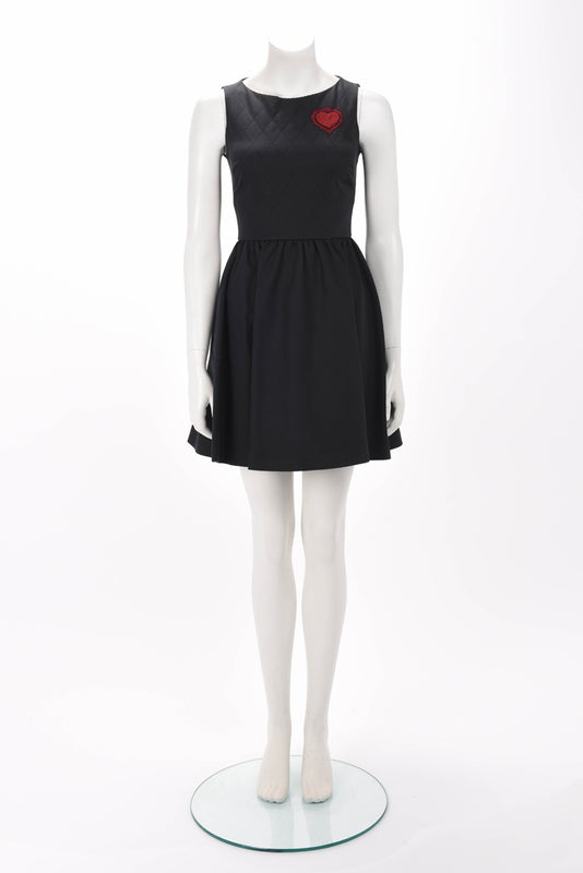 Dior Black Cotton Twill Heart Dress FR 34 - Blue Spinach