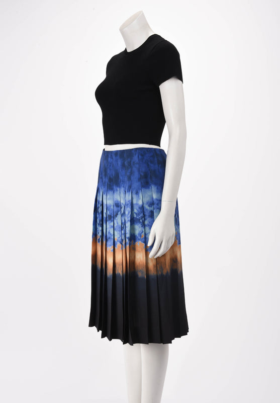 Altuzarra Blue Tie Dye Pleated Skirt IT 38 - Blue Spinach