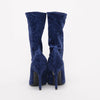 Balenciaga Blue Crushed Velvet Knife Boots 40 - Blue Spinach