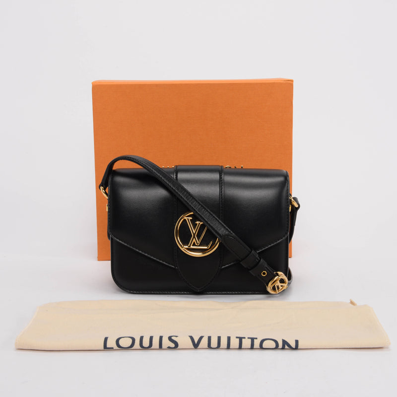 Louis Vuitton Black Calfskin Pont 9 MM Bag - Blue Spinach