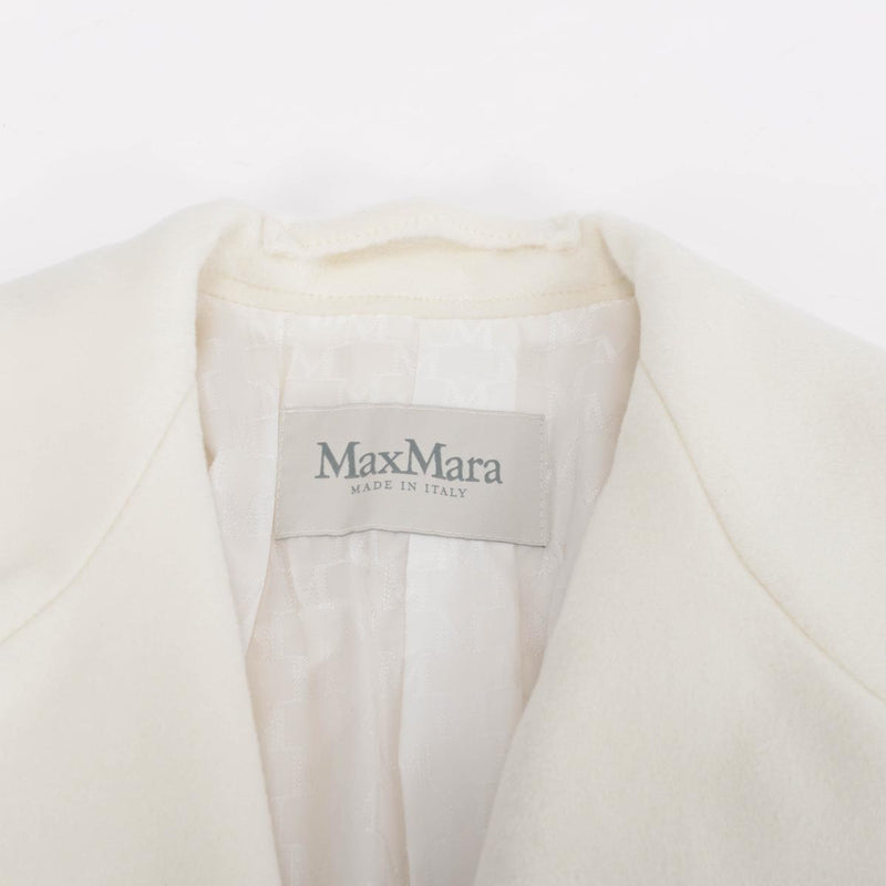 Max Mara White Wool Blend 101801 Icon D.B. Coat IT 42 - Blue Spinach