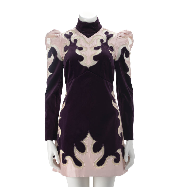 Zimmermann Dark Purple Velvet Ladybeetle Mystic Mini Dress 0