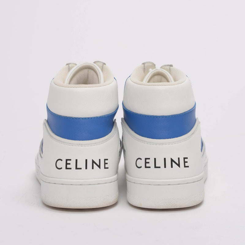 Celine White Leather CT-01 "Z" High Top Sneakers 39 - Blue Spinach