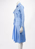 Prada Blue Cotton Pleated Dress IT 36 - Blue Spinach