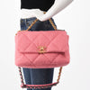 Chanel Pink Glitter Tweed Large Chanel 19 Flap Bag - Blue Spinach