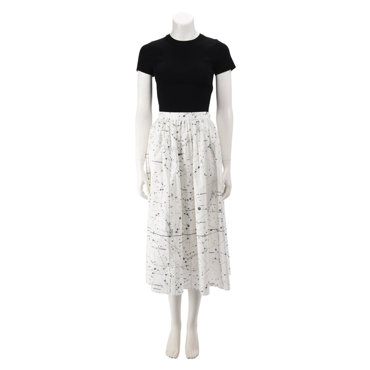 Dior White Cotton Constellation Print Skirt FR 42