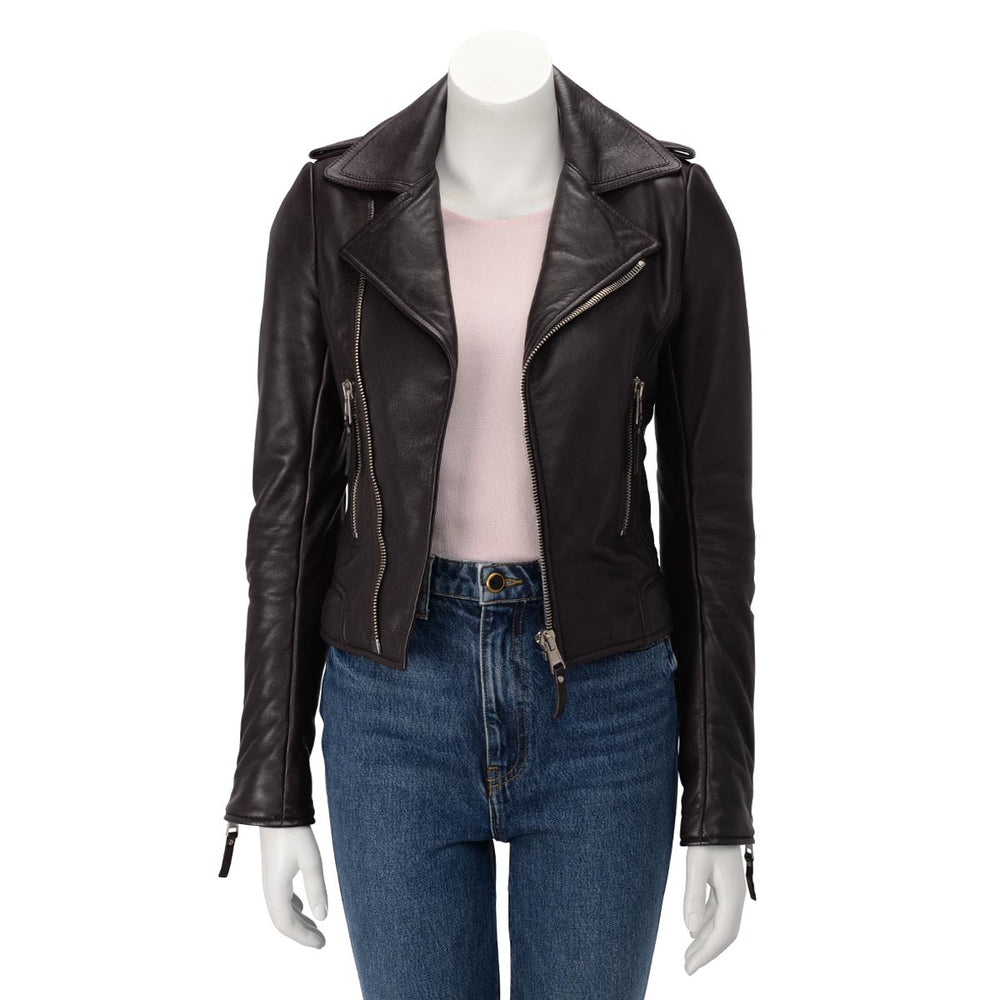 Leather biker jacket Balenciaga Brown size 38 FR in Leather  21214078