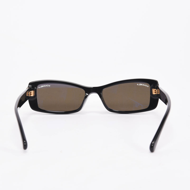 Chanel Black 18k Gold Mirrored Sunglasses - Blue Spinach