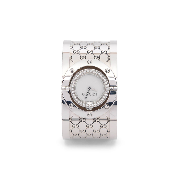 Gucci Stainless Steel & Diamond Twirl Bangle Watch