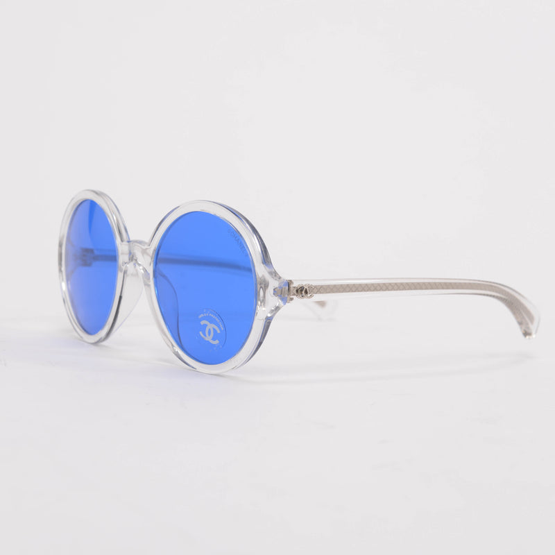 Chanel Blue Acetate Round Sunglasses - Blue Spinach