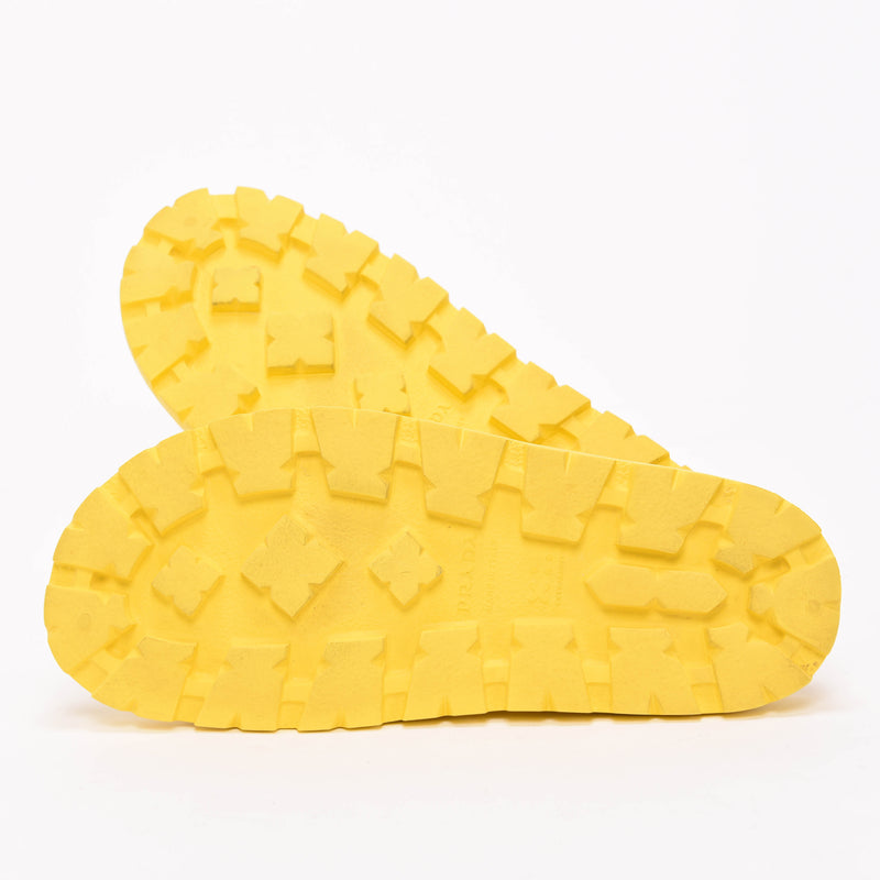 Prada Yellow Rubber Triangle Logo Sandals 43 - Blue Spinach